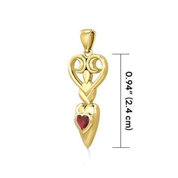 Goddess with Heart Gemstone 14K Solid Gold Pendant GPD5657 - Jewelry